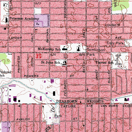 Topographic Map of Academy for Business and Technology, MI