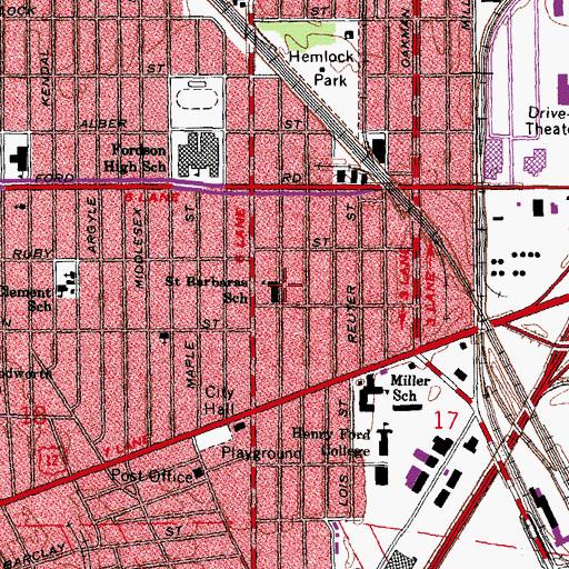 Topographic Map of Academy for Business and Technology Elementary School, MI