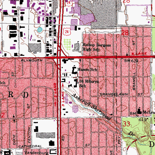 Topographic Map of Academy of Detroit-West, MI