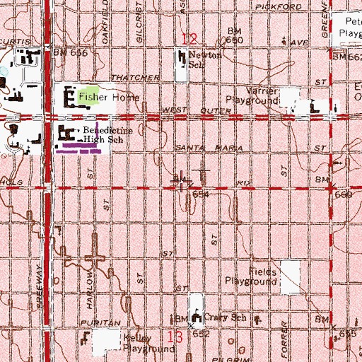Topographic Map of Academy of Detroit-West, MI