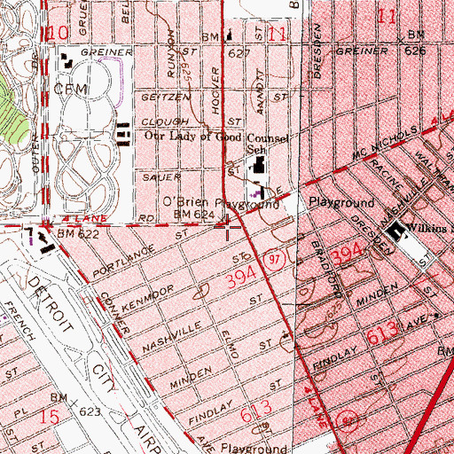 Topographic Map of Academy of Excellence, MI