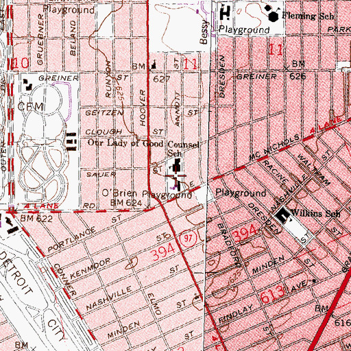 Topographic Map of Academy of Fine and Performing Arts East, MI
