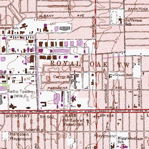 Topographic Map of Academy of Oak Park, MI