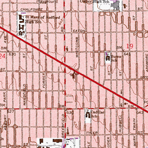 Topographic Map of Academy of Oak Park, MI