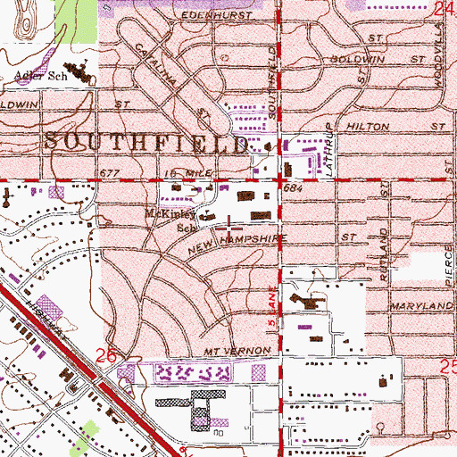 Topographic Map of Academy of Southfield, MI