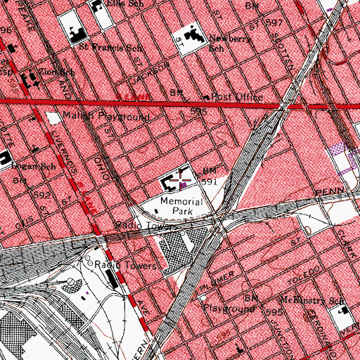 Topographic Map of Academy of the Americas Elementary School, MI