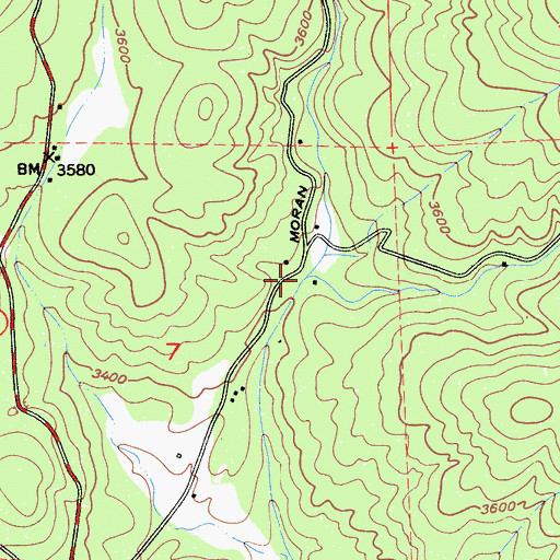 Topographic Map of Moran Creek, CA