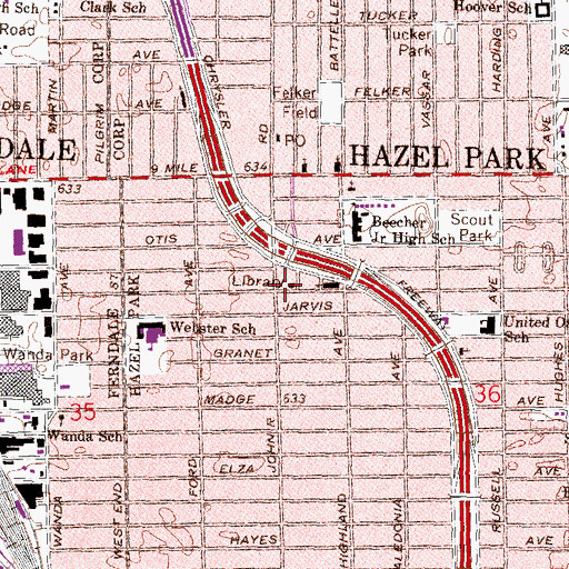 Topographic Map of Advantage Alternative Junior High School, MI