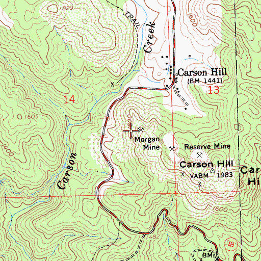 Topographic Map of Morgan Mine, CA