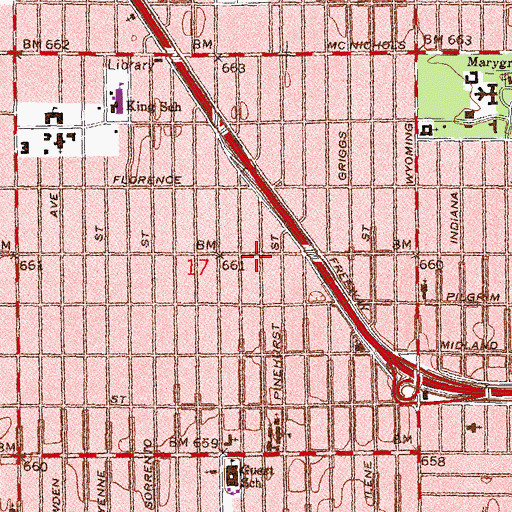 Topographic Map of Aisha Shule-WEB Dubois Preparatory School, MI