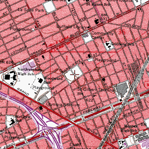 Topographic Map of Albert for McMichael Middle School, MI
