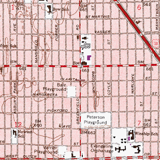 Topographic Map of All Nation Congregational Church of God in Christ, MI