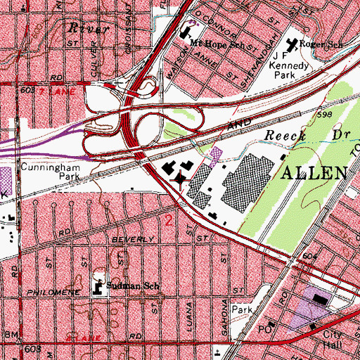 Topographic Map of Allen Park City Hall, MI
