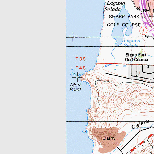Topographic Map of Mori Point, CA
