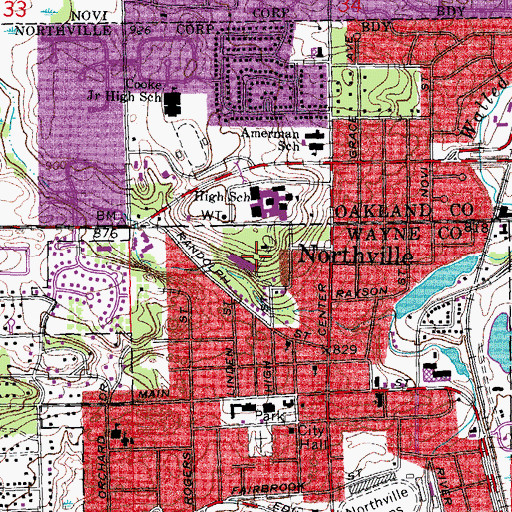 Topographic Map of Allen Terrace Senior Housing Building, MI