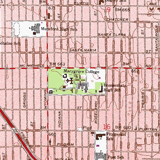 Topographic Map of Alonzo W Bates Academy, MI