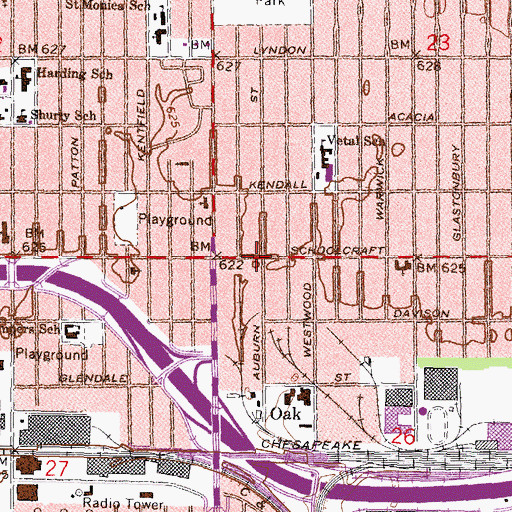 Topographic Map of Anderson Temple Missionary Baptist Church, MI