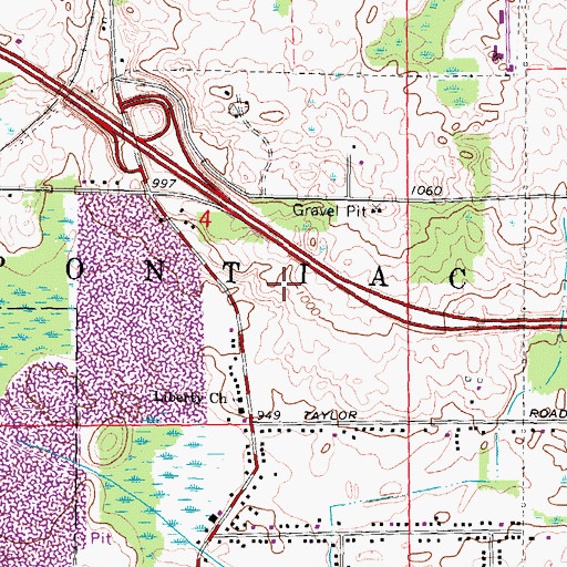 Topographic Map of Auburn Hills Towne Centre Shopping Center, MI