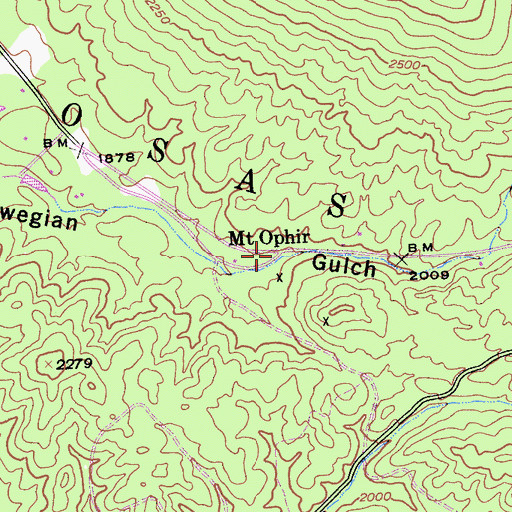 Topographic Map of Mount Ophir, CA