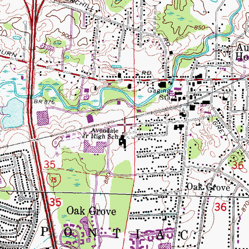 Topographic Map of Avondale Montessori Pre-Kindergarten, MI