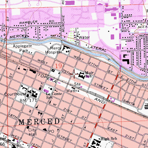 Topographic Map of John Muir Elementary School, CA