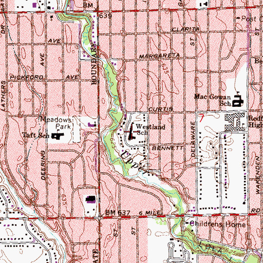 Topographic Map of B Beck School, MI