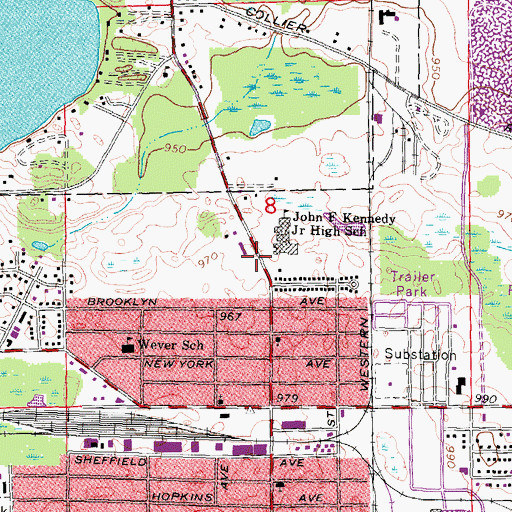 Topographic Map of Baldwin Road Church Academy, MI