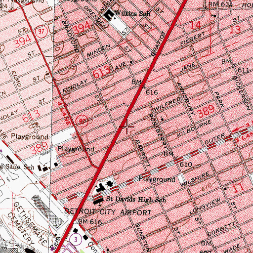 Topographic Map of Banks of Jordan Missionary Baptist Church, MI