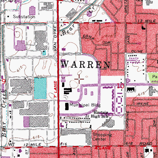 Topographic Map of Beaumont Medical Facility, MI
