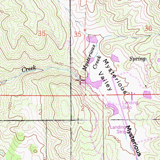 Topographic Map of Mysterious Valley, CA