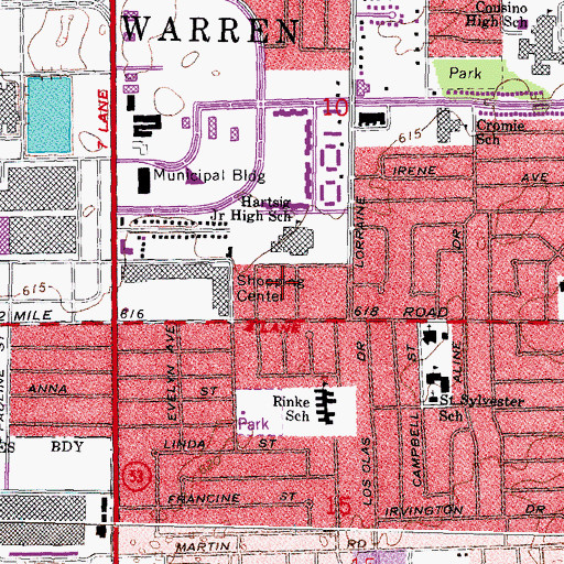 Topographic Map of Ben Ross Public School Academy, MI