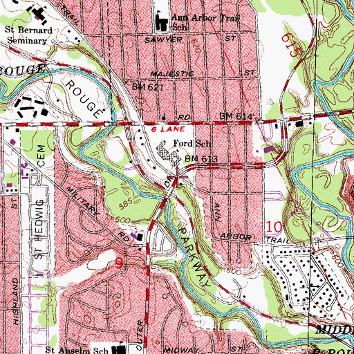 Topographic Map of Berry Career Center, MI