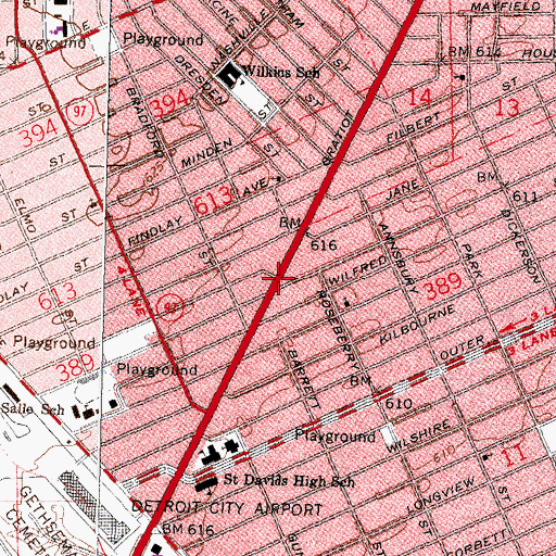 Topographic Map of Beth-Eden Missionary Baptist Church, MI