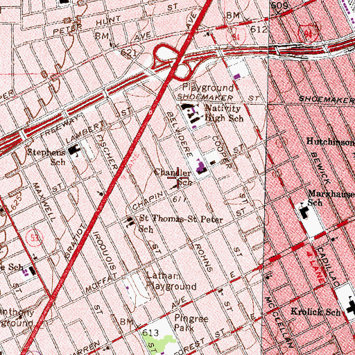 Topographic Map of Bethel Baptist Church East, MI