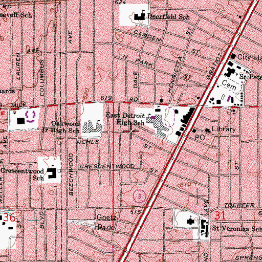 Topographic Map of Bethesda Community Church, MI