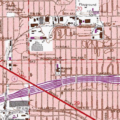 Topographic Map of Bethlehem Tabernacle Church of God in Christ, MI