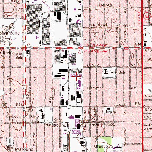 Topographic Map of Big Time Plaza Shopping Center, MI