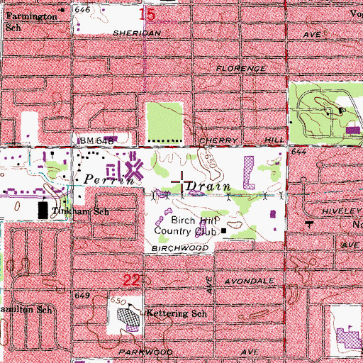Topographic Map of Birch Hill Plaza Shopping Center, MI