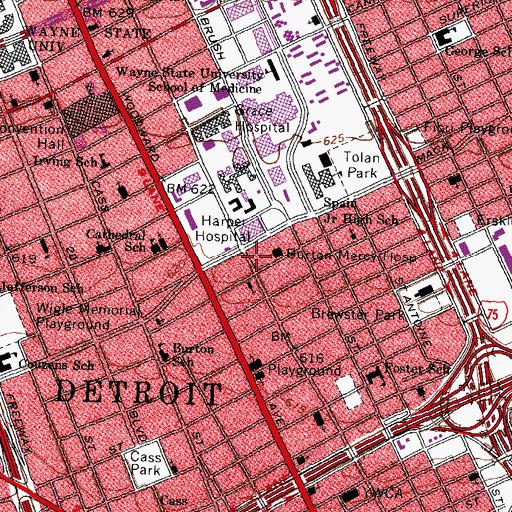Topographic Map of Blanche Kelso Bruce Academy, MI