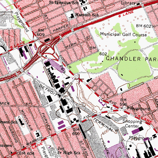 Topographic Map of Blanche Kelso Bruce Academy at Conner, MI