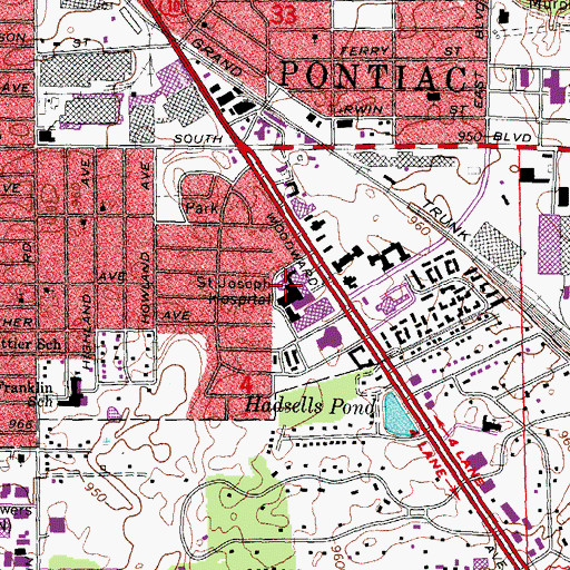 Topographic Map of Bloomfield Complex Shopping Center, MI