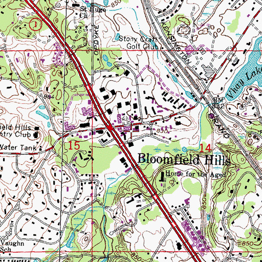 Topographic Map of Bloomfield Hills Medical Center, MI