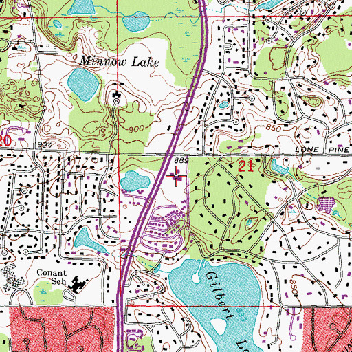 Topographic Map of Bloomfield Township Public Library, MI