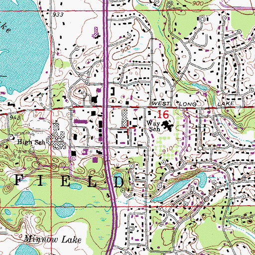 Topographic Map of Bloomfield Village Square Shopping Center, MI