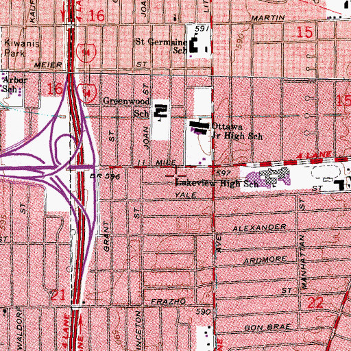 Topographic Map of Bon Secours Diagnostic Center and Family Practice, MI