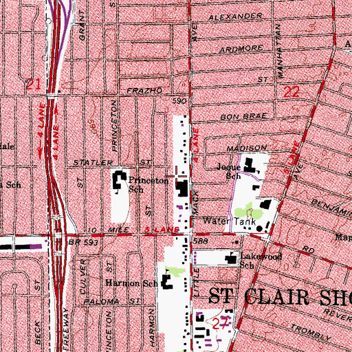 Topographic Map of Bon Secours Internists, MI