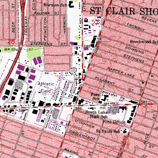 Topographic Map of Bon Secours Rehabilitation Services, MI