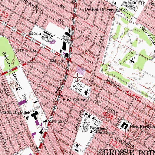 Topographic Map of Bon Secours Shorepointe Family Physicians Building, MI