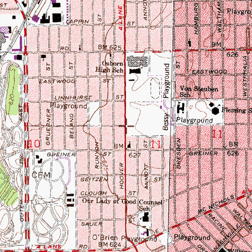 Topographic Map of Brenda Scott Middle School, MI