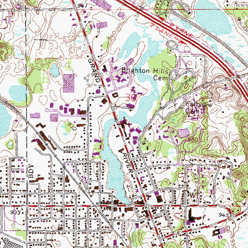 Topographic Map of Brighton Health Center, MI